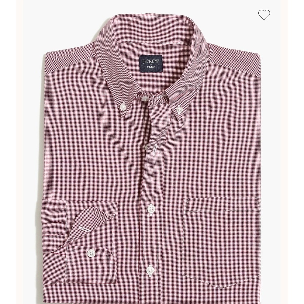 J. Crew Men Red White Gingham Button Down Shirt Medium Cotton Classic EUC